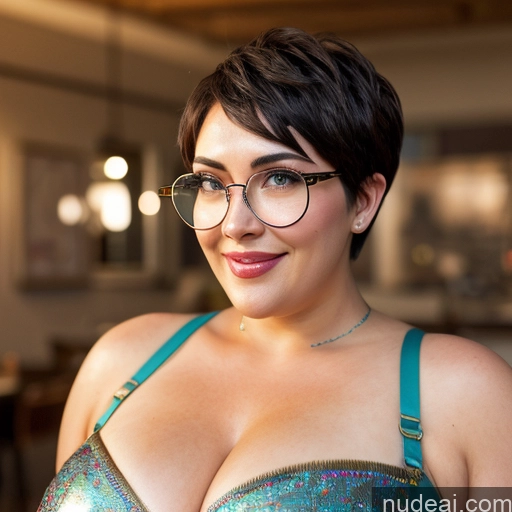 related ai porn images free for Two Huge Boobs Glasses Chubby Big Hips Short Short Hair 40s Happy Pixie Beach Bikini T-pose Satin