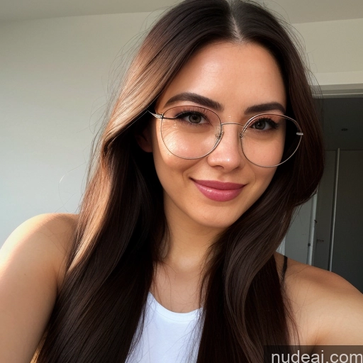 ai nude image of pics of Woman One Perfect Boobs Small Ass Glasses Long Hair 18 Happy Brunette Hair Bun German Mirror Selfie Bathroom Front View Nude High Socks Detailed