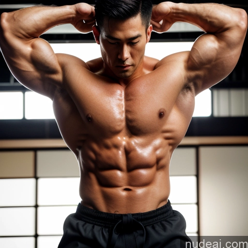 Japanese Martial Arts Athlete Muscular Abs