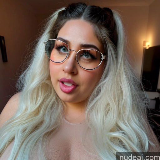 related ai porn images free for Woman Glasses Big Ass Chubby Long Hair 20s Ahegao Blonde Messy White Front View Spreading Legs Nude One Huge Boobs