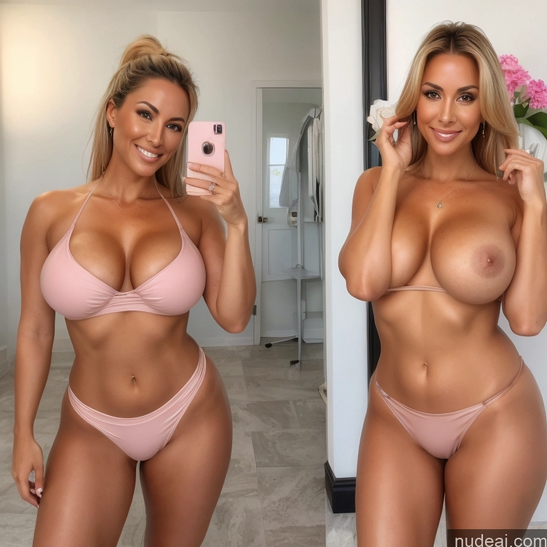 related ai porn images free for Milf Two Busty Huge Boobs 40s Happy Blonde Ponytail White Bedroom Front View T-pose Cleavage Topless Yoga Pants Detailed Mirror Selfie Tanned Skin