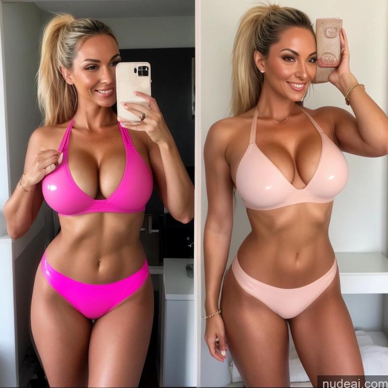 related ai porn images free for Milf Two Busty Huge Boobs 40s Happy Blonde Ponytail White Bedroom Front View T-pose Cleavage Topless Yoga Pants Detailed Mirror Selfie Tanned Skin