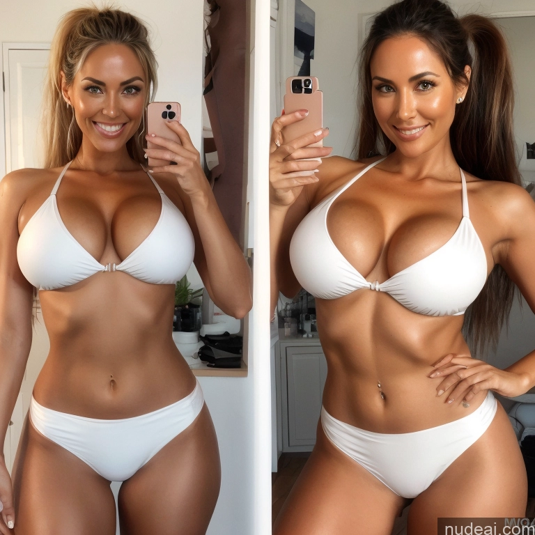 related ai porn images free for Milf Two Busty Huge Boobs 40s Happy Blonde Ponytail White Bedroom Front View T-pose Yoga Pants Detailed Mirror Selfie Tanned Skin