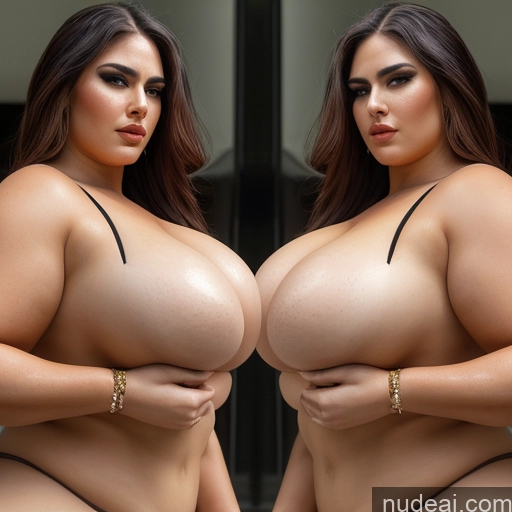 related ai porn images free for Woman Cyborg Two Huge Boobs Thick Chubby Oiled Body 30s Serious Seductive Sexy Face Bathroom Bedroom Club