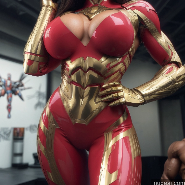 ai nude image of pics of Superhero Woman Busty Abs Two Several Front View Muscular SuperMecha: A-Mecha Musume A素体机娘