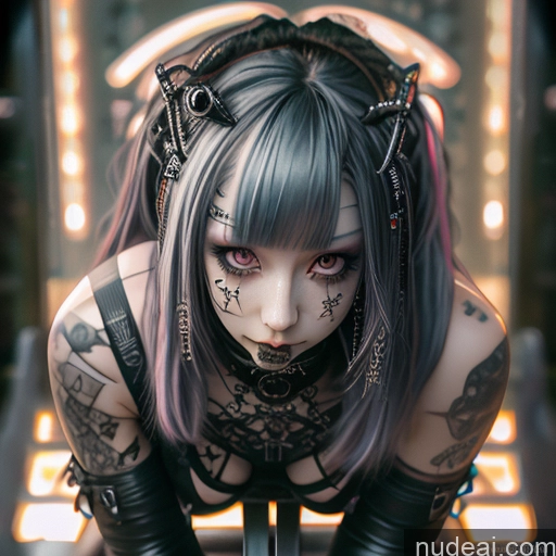 ai nude image of pics of Huge Boobs Gothic Punk Girl Doggy Style Rainbow Haired Girl Close-up View