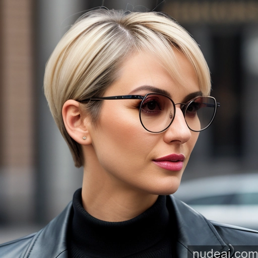 related ai porn images free for Small Tits Short Hair Skinny Glasses Blonde Slicked Kilt Mini Skirt Detailed Front View One