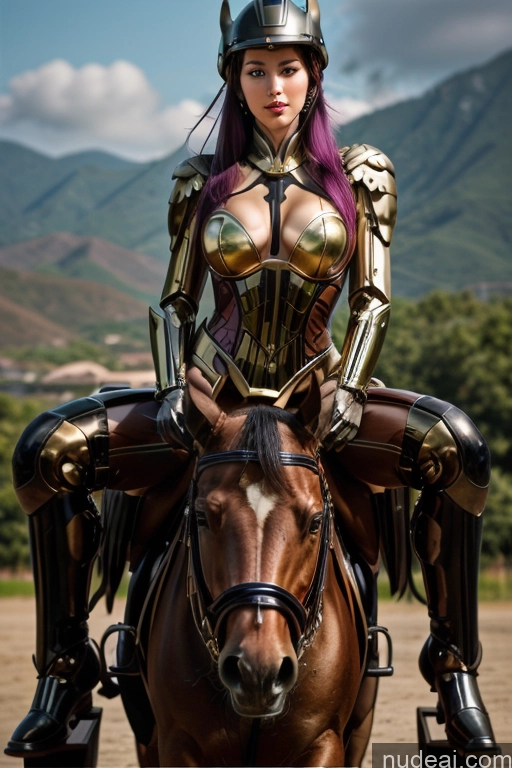 MuQingQing Wooden Horse RealDownblouse Equitation Nude Purple Hair 1girl SuperMecha: A-Mecha Musume A素体机娘