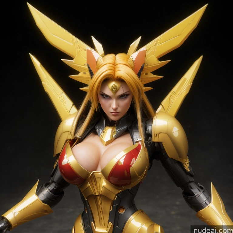 SuperMecha: A-Mecha Musume A素体机娘 Super Saiyan Super Saiyan 4 Woman Bodybuilder Busty Battlefield Front View