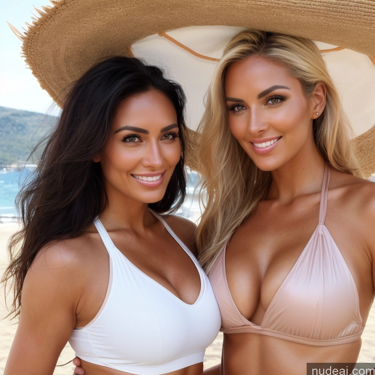 related ai porn images free for Two 20s Happy Blonde Front View Side View Straight White Meadow Mountains Lake Huge Boobs Busty Tanned Skin Swedish Microkini