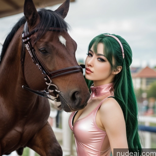 related ai porn images free for Equitation Front View Green Hair Girl Cowgirl Outfit