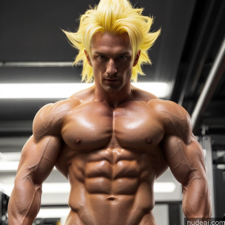 ai nude image of pics of Super Saiyan Neon Lights Clothes: Yellow Busty Muscular Abs Woman Front View