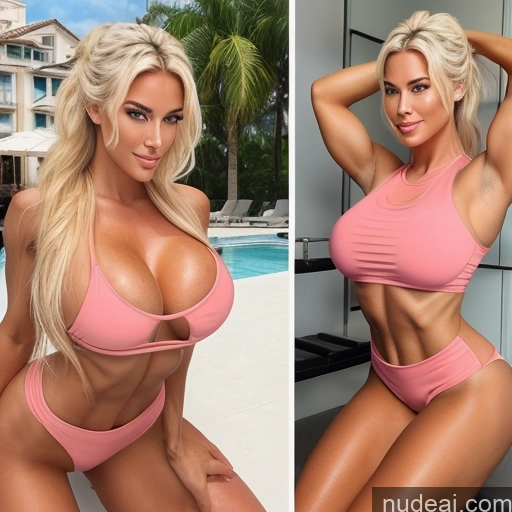 ai nude image of pics of Woman Model Miss Universe Model Milf Athlete Sorority Bimbo Busty Huge Boobs Muscular Skinny Small Ass Short Tanned Skin Happy 30s Blonde Ponytail Swedish Illustration Front View Cleavage Partially Nude Topless Jewelry Bright Lighting Nude Two Several Bathing Hot Tub