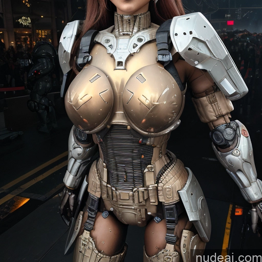 Nude 1girl Busty Mecha Musume + Gundam + Mecha Slider Two Several Dream Mecha Girl Science Fiction Style Cyberpunk EdgHalo_armor, Power Armor, Wearing EdgHalo_armor,