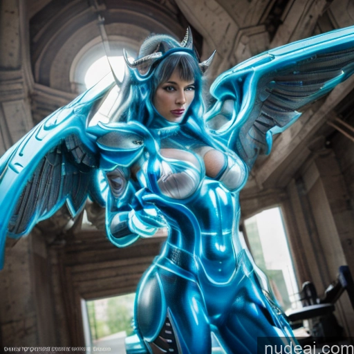 related ai porn images free for Woman Busty Muscular Abs Neon Lights Clothes: Blue Front View Has Wings Angel Fantasy Armor Viking Bodybuilder Perfect Boobs Detailed Deep Blue Eyes Blue Hair SuperMecha: A-Mecha Musume A素体机娘