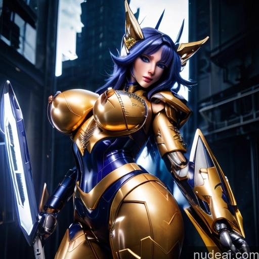 ai nude image of pics of Close Up, Extreme Close Up, Dripping Cum SuperMecha: A-Mecha Musume A素体机娘 Deep Blue Eyes Purple Hair Gold Jewelry