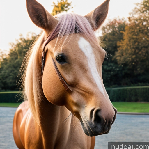 Nude Wooden Horse Looking At Sky