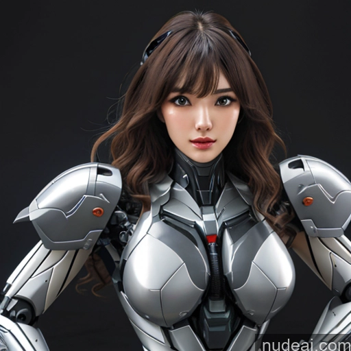 ai nude image of arafed woman in a futuristic suit posing for a picture pics of Nude Bangs Wavy Hair SuperMecha: A-Mecha Musume A素体机娘