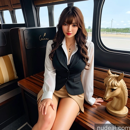 related ai porn images free for Bangs Wavy Hair Flight Attendant Wooden Horse Looking At Sky