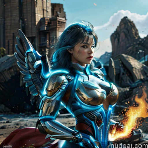 related ai porn images free for Woman Bodybuilder Busty Muscular Abs Perfect Boobs Blue Hair Skin Detail (beta) Front View Cosplay Superhero Detailed Captain Marvel Has Wings Angel SuperMecha: A-Mecha Musume A素体机娘 Neon Lights Clothes: Blue Battlefield