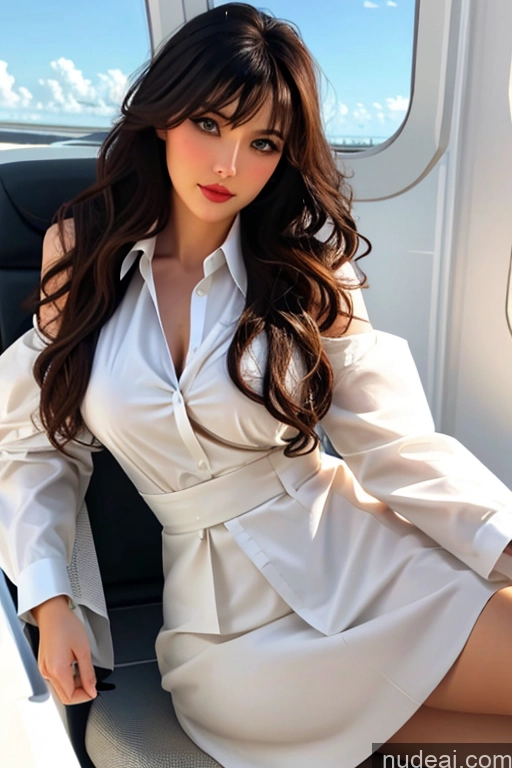 related ai porn images free for Bangs Wavy Hair Looking At Sky Flight Attendant