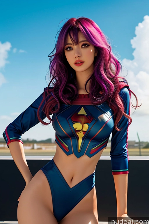 related ai porn images free for Looking At Sky Bangs Wavy Hair Superhero Rainbow Haired Girl