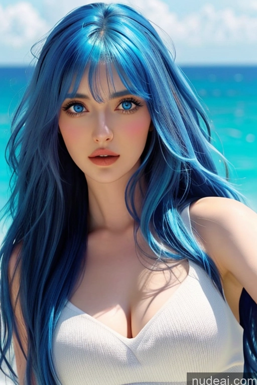 related ai porn images free for Looking At Sky Bangs Wavy Hair Superhero Rainbow Haired Girl Deep Blue Eyes