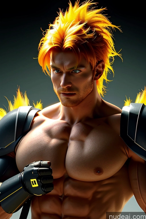 ai nude image of arafed male with orange hair and a black gloves pics of Super Saiyan 4 Super Saiyan Bodybuilder REN: A-Mecha Musume A素体机娘