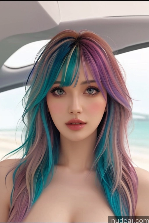 related ai porn images free for Looking At Sky Bangs Wavy Hair Rainbow Haired Girl