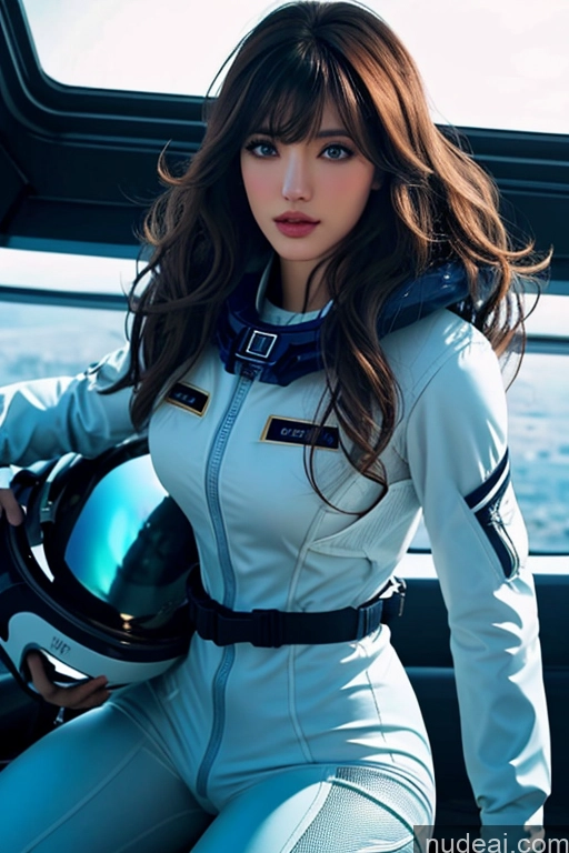 related ai porn images free for Bangs Wavy Hair Looking At Sky Space Suit