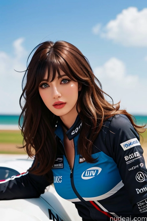 Bangs Wavy Hair Looking At Sky Race Driver