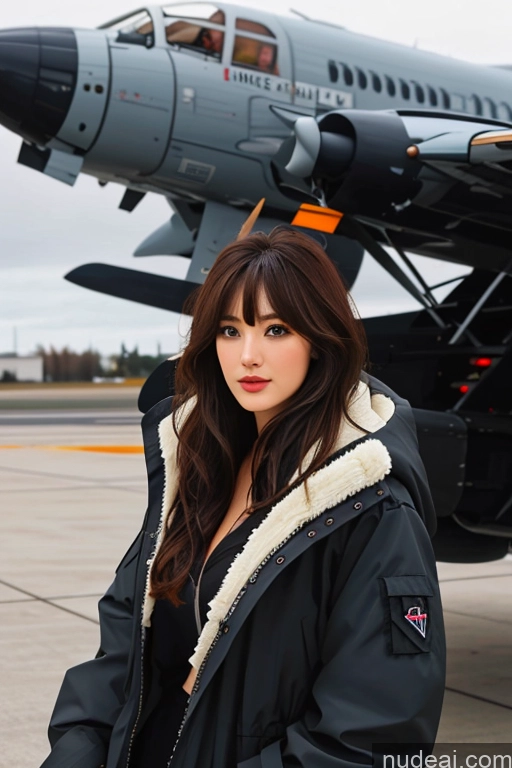 Bangs Wavy Hair Looking At Sky Parka Pilot