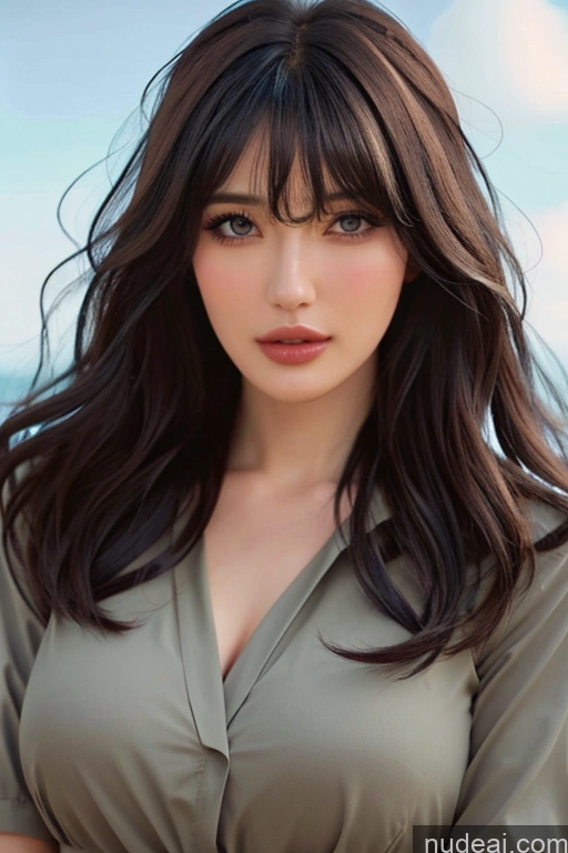 related ai porn images free for Bangs Wavy Hair Looking At Sky Military