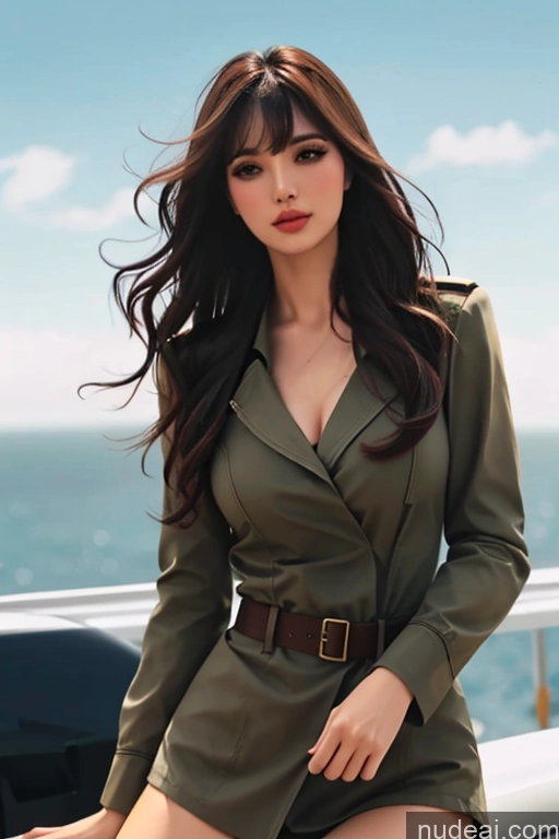 related ai porn images free for Bangs Wavy Hair Looking At Sky Military