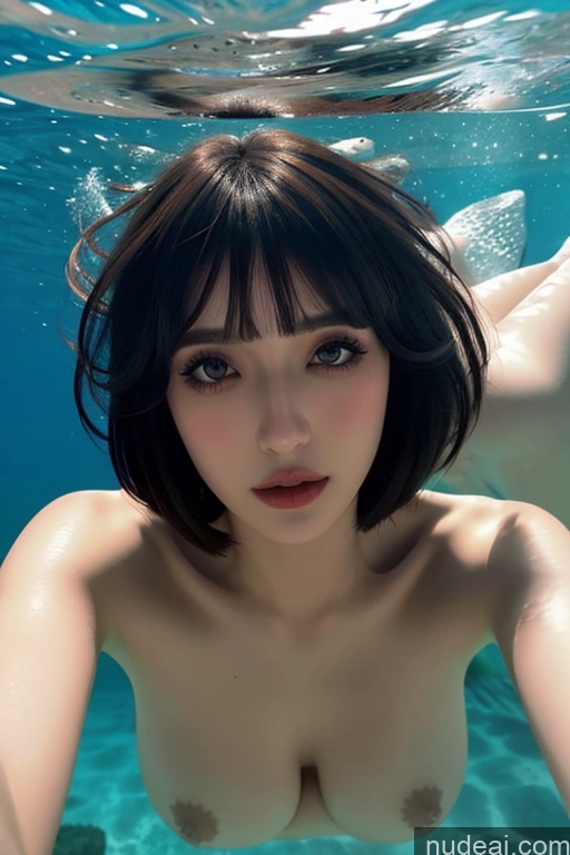 ai nude image of a woman with a very big breast is in the water pics of Looking At Sky Hime Cut Underwater