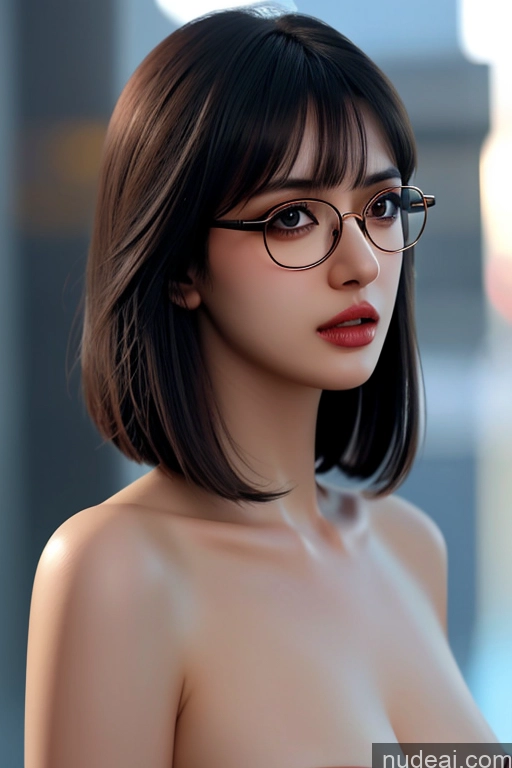 ai nude image of a close up of a woman with glasses and a dress pics of Looking At Sky Hime Cut Busty Glasses Ruru