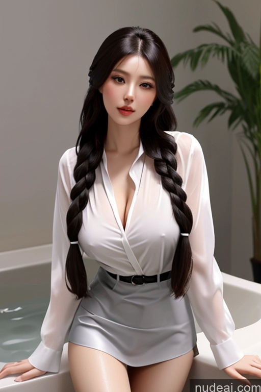 ai nude image of there is a woman sitting in a bathtub with a plant in the background pics of Woman Busty Huge Boobs Long Hair Seductive Brunette Black Hair Asian Office Bathing Cumshot Blowjob Blouse Panties Transparent