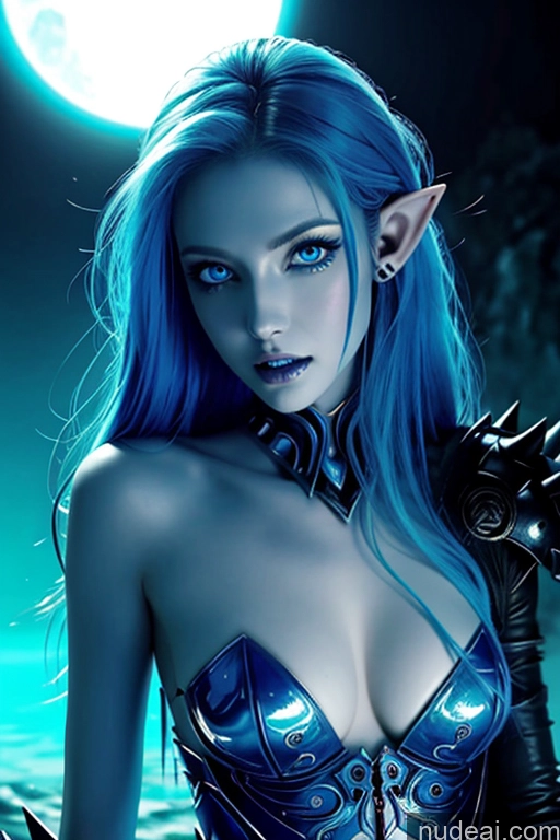 ai nude image of a close up of a woman with blue hair and a blue dress pics of Glowing, Skull, Armor, Spikes, Teeth, Monster, Dirty, Tentacles, Pus, Pimples, Crack, Truenurgle Deep Blue Eyes Rainbow Haired Girl Transparent