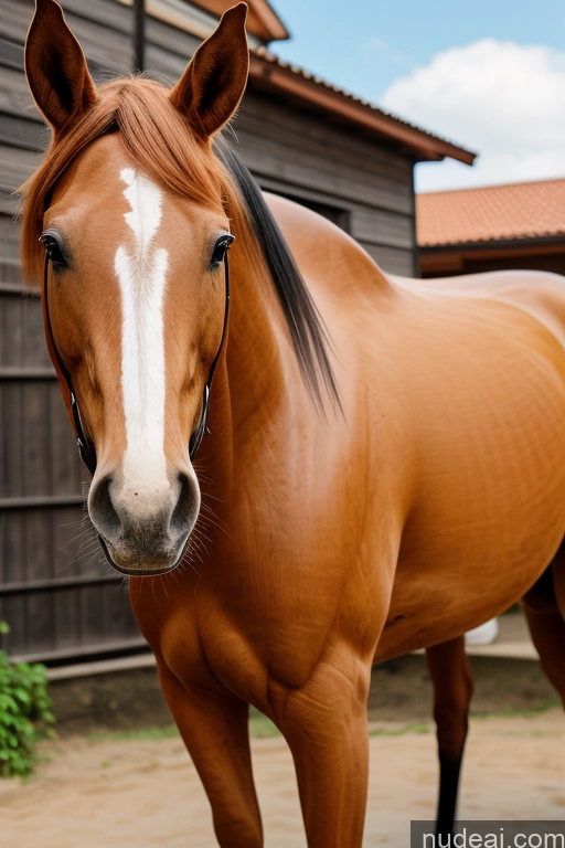 ai nude image of there is a brown horse standing in front of a barn pics of Wooden Horse Looking At Sky