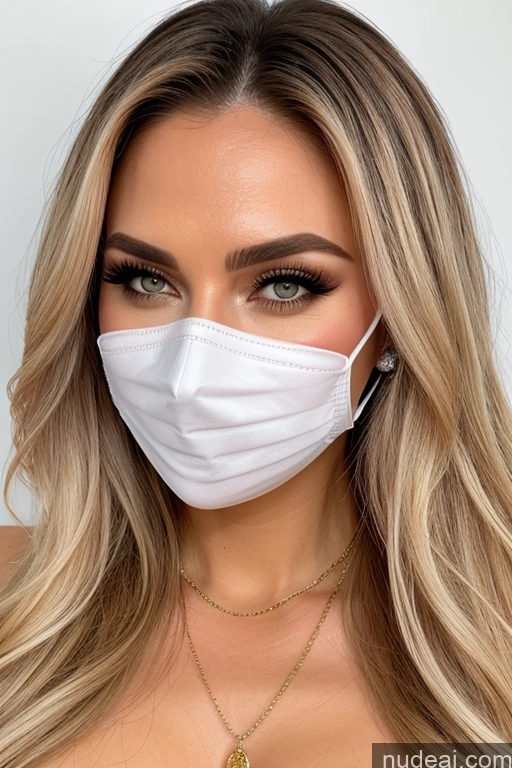 ai nude image of a close up of a woman wearing a face mask and a necklace pics of Miss Universe Model Diamond Jewelry Gold Jewelry Transparent Blonde Face Mask