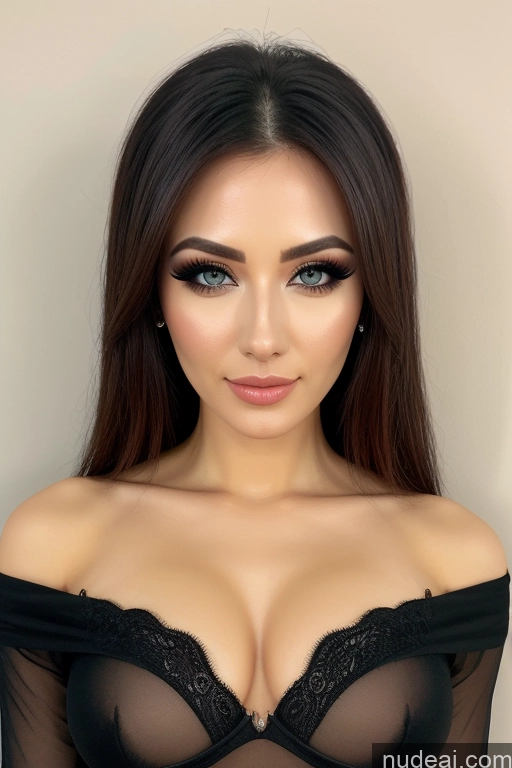 ai nude image of a close up of a woman wearing a black bra and a black top pics of Double-fold Eyelids Adjuster