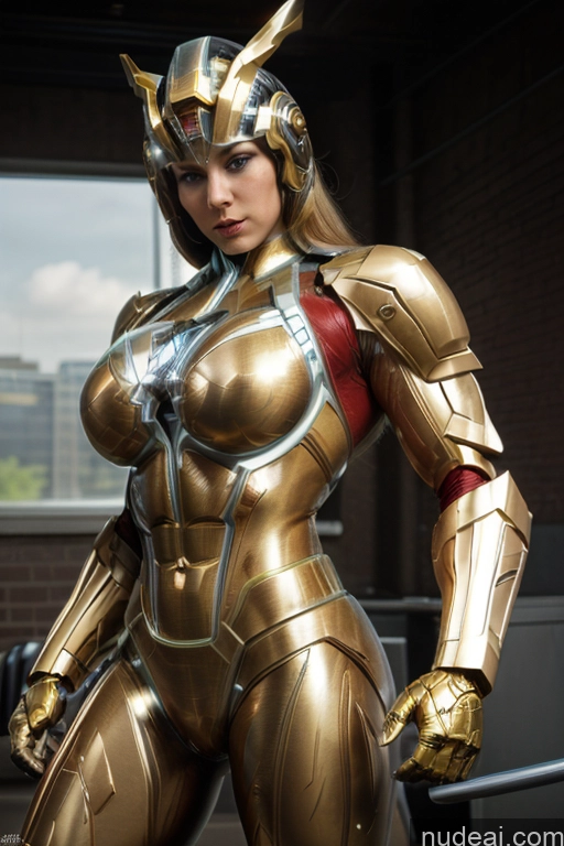 related ai porn images free for Superhero Captain Marvel SuperMecha: A-Mecha Musume A素体机娘 Woman Busty Abs Front View Bodybuilder Blonde Muscular Has Wings Neon Lights Clothes: Blue