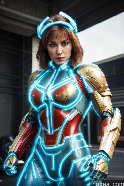 related ai porn images free for Superhero Captain Marvel SuperMecha: A-Mecha Musume A素体机娘 Woman Busty Abs Front View Bodybuilder Blonde Muscular Has Wings Neon Lights Clothes: Blue