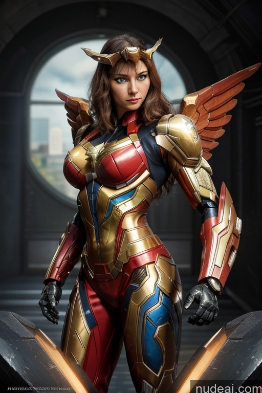 related ai porn images free for Superhero Captain Marvel SuperMecha: A-Mecha Musume A素体机娘 Woman Busty Abs Front View Bodybuilder Muscular Has Wings Angel