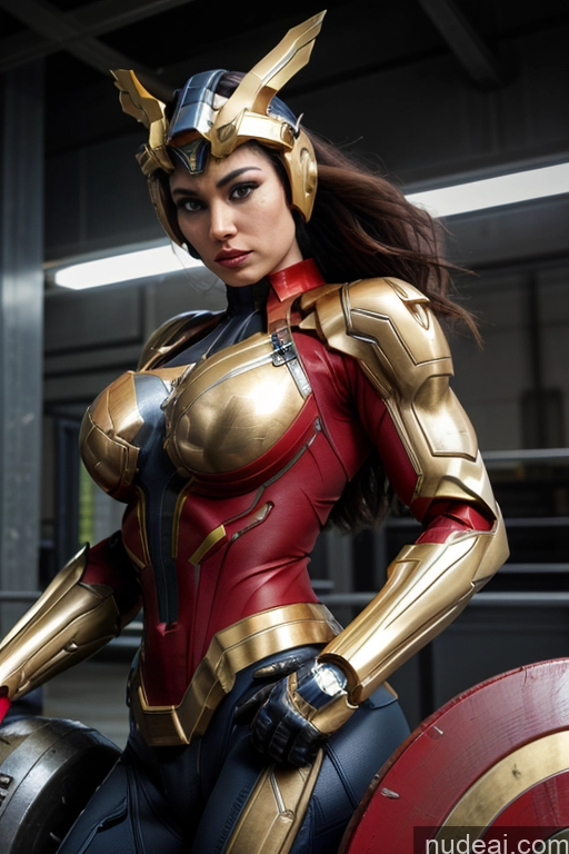 related ai porn images free for Superhero Captain Marvel SuperMecha: A-Mecha Musume A素体机娘 Woman Busty Abs Front View Bodybuilder Muscular Has Wings Angel