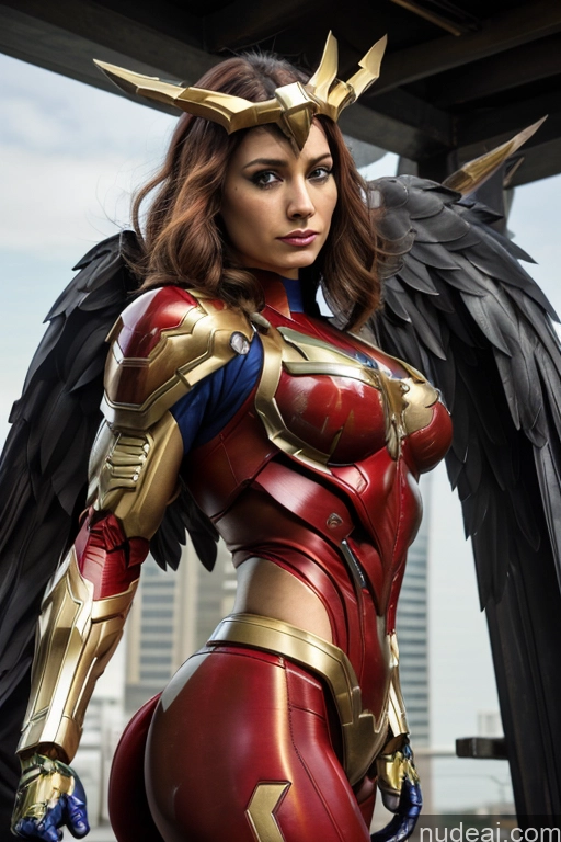 related ai porn images free for Superhero Captain Marvel SuperMecha: A-Mecha Musume A素体机娘 Woman Busty Abs Front View Bodybuilder Muscular Has Wings Angel