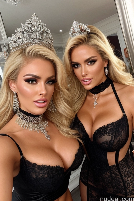 related ai porn images free for Miss Universe Model Huge Boobs 20s Two Several Party Mirror Selfie Shocked Close-up View Blonde Choker