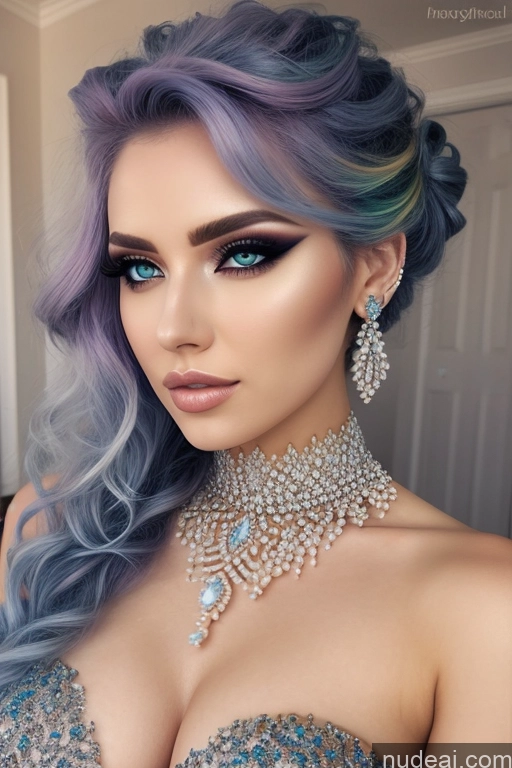 Diamond Jewelry Gold Jewelry Pearl Jewelry Elemental Series - Ice Snow Rainbow Haired Girl Marquise Hair