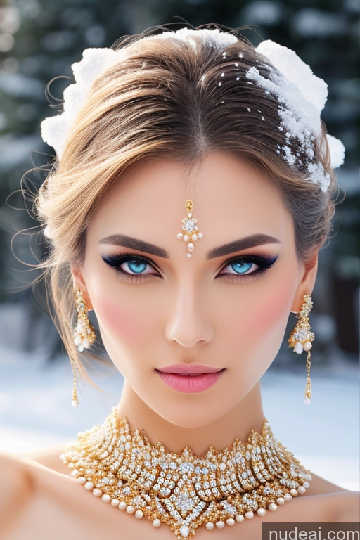 ai nude image of a close up of a woman wearing a necklace and earrings pics of Gold Jewelry Elemental Series - Ice Snow Diamond Jewelry Pearl Jewelry Transparent Gtv Style