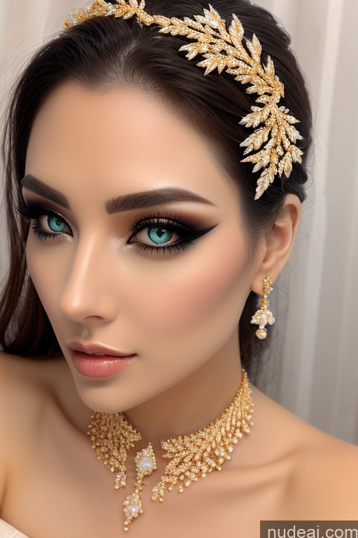 ai nude image of a close up of a woman wearing a gold necklace and earrings pics of Gold Jewelry Elemental Series - Ice Snow Diamond Jewelry Pearl Jewelry Transparent Gtv Style